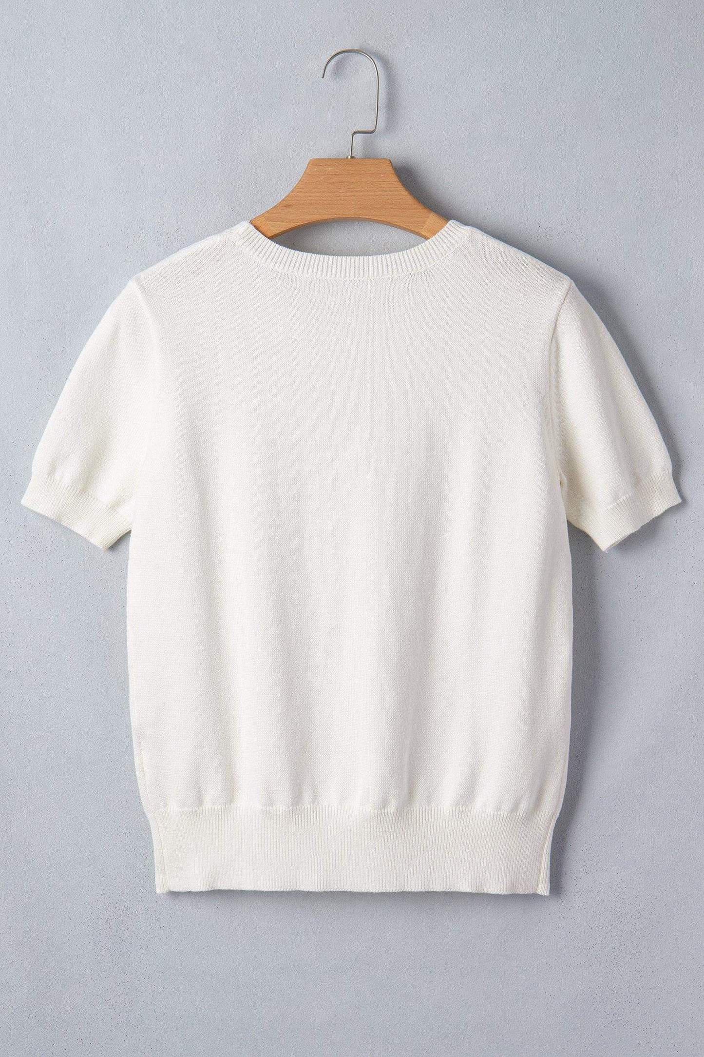 White Wild West Horse Head Printed Short Sleeve Sweater - Sweet Fashion Wholesale