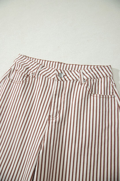 Sky Blue Stripe Casual Barrel Jeans