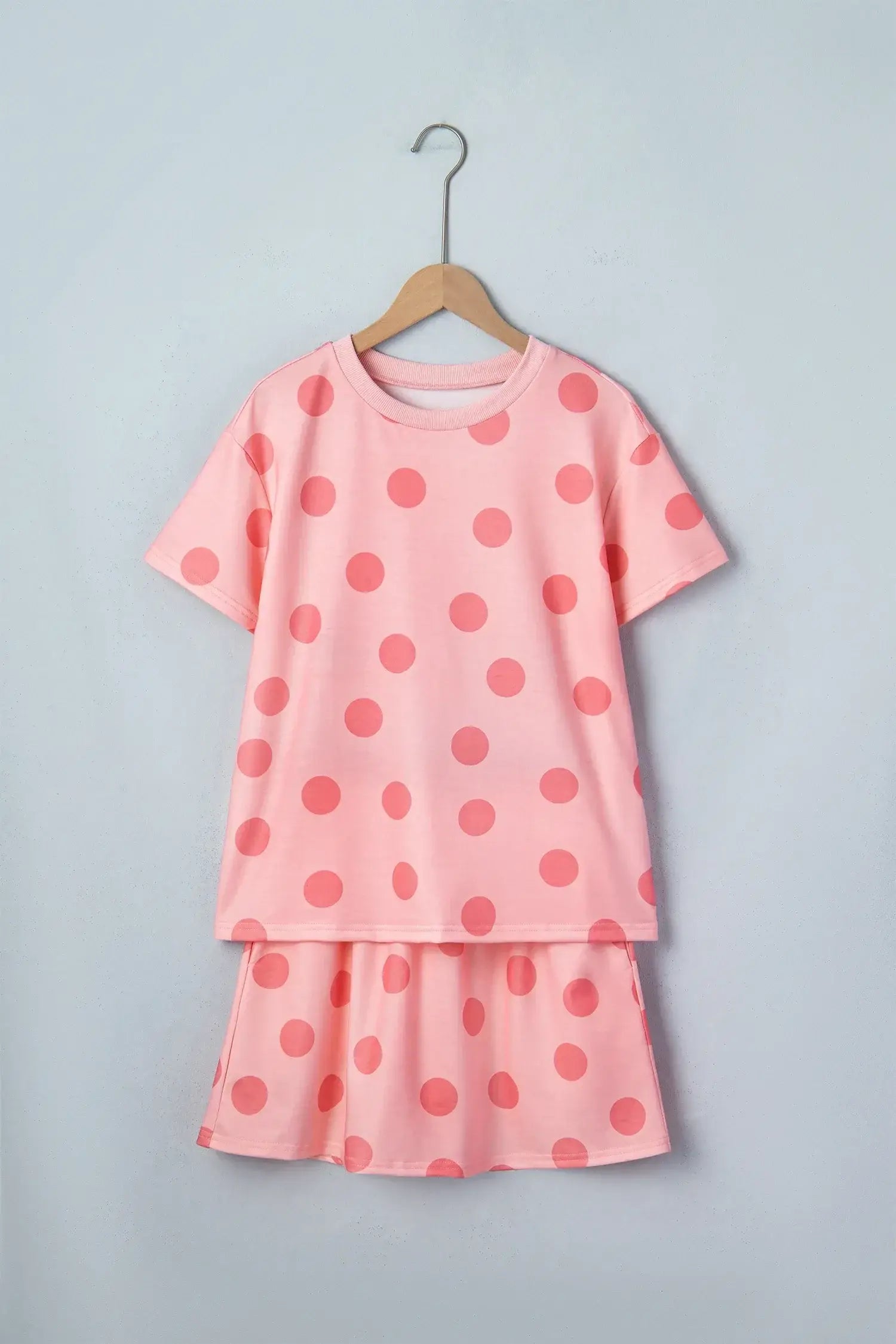 White Polka Dot Short Sleeve Top Casual Skort 2pcs Outfit - Sweet Fashion Wholesale