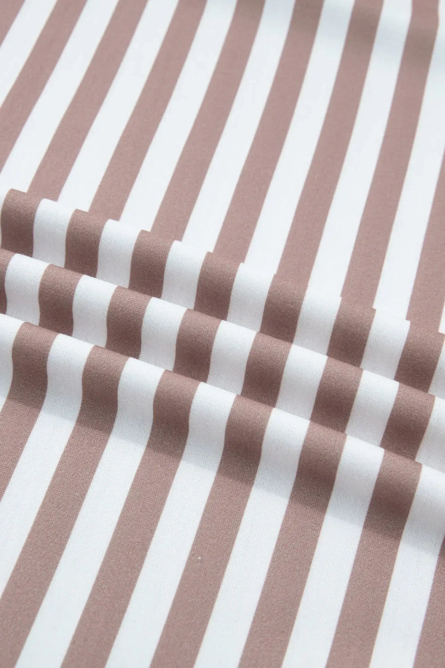 Orange Stripe Ribbed Trim Round Neck Short Puff Sleeve Plus T Shirt - Sweet Fashion Wholesale