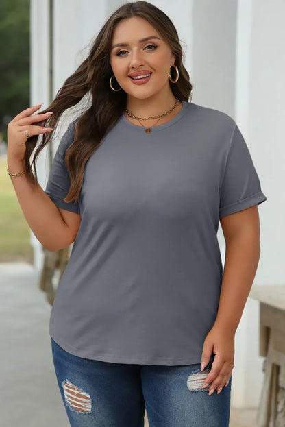 Mint Green Casual Plain Crew Neck Tee - Sweet Fashion Wholesale