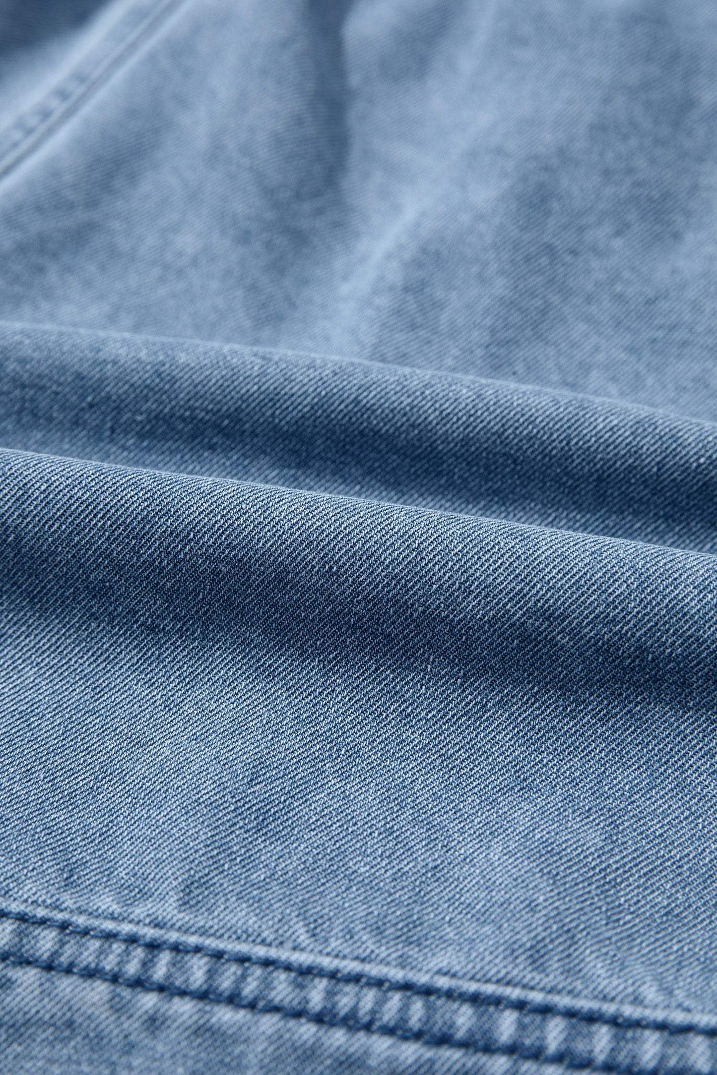 Dusk Blue Smocked Elastic Waist Denim Shorts