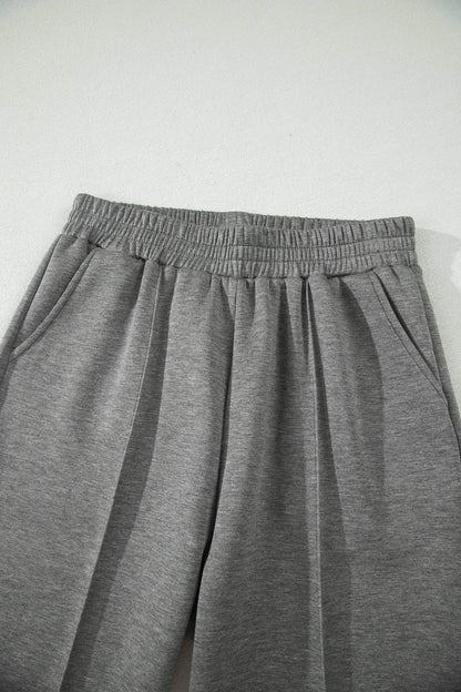 Gray Half Zip Polo Tee Casual Pant Set