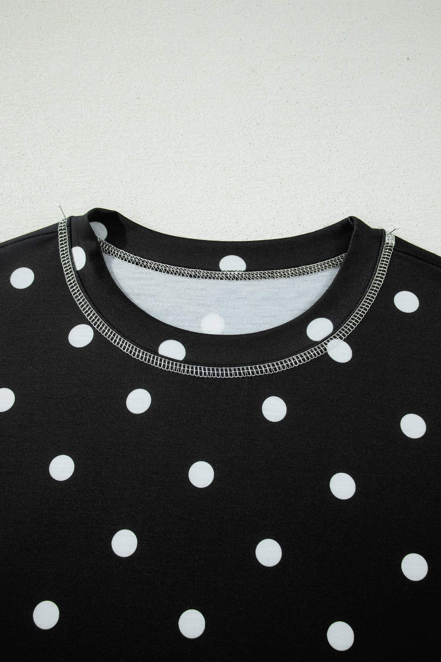 Yellow Exposed Seam Detail Polka Dot Loose Tee Drawstring Shorts Set