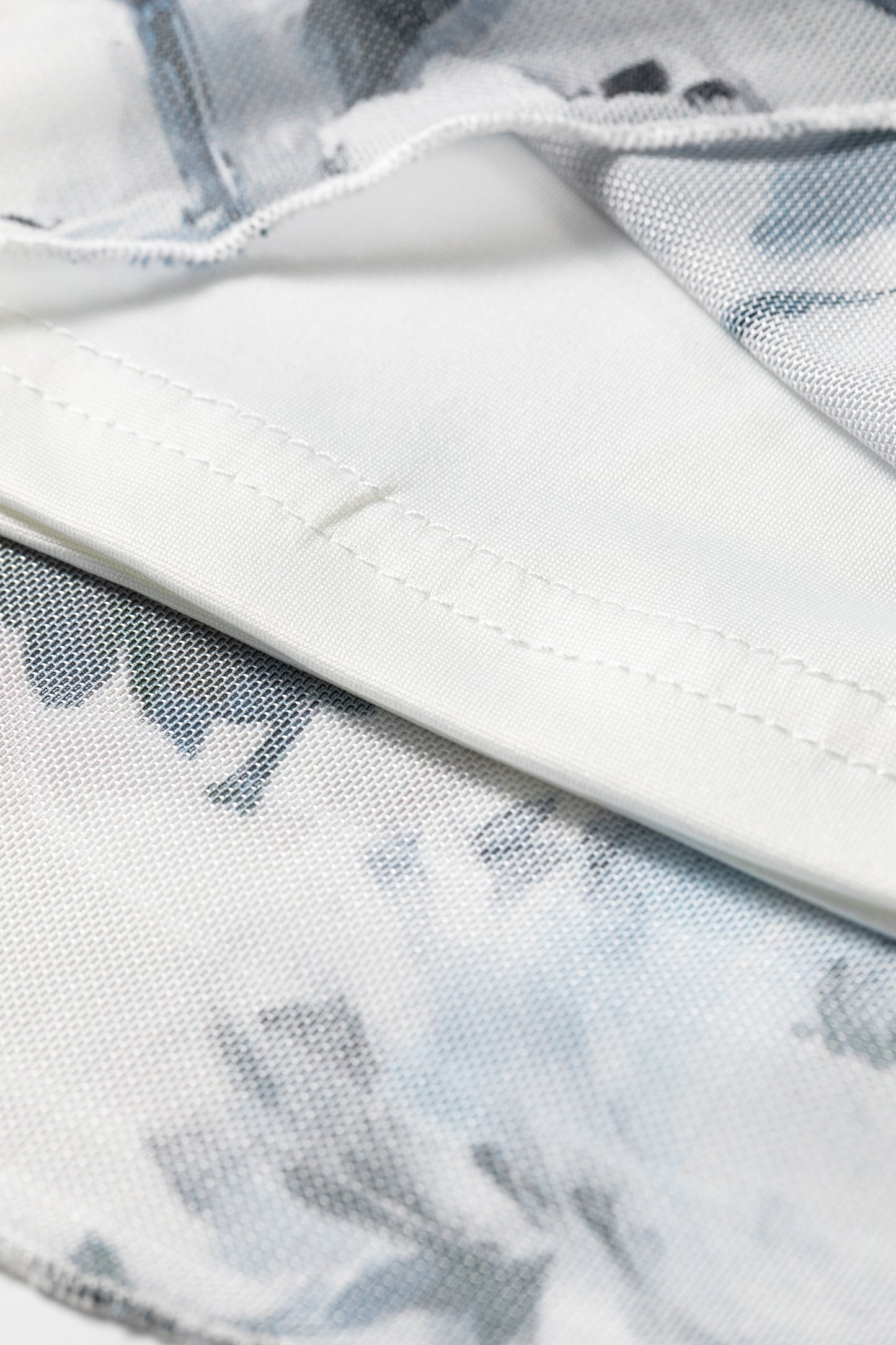 Sky Blue Floral Mesh High Neck Long Sleeve Sheath Top