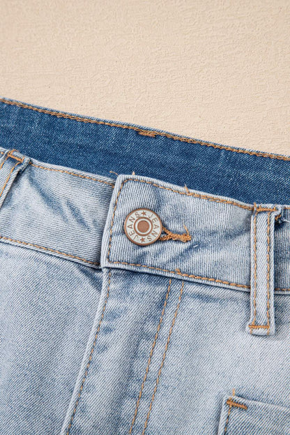 Beau Blue Light Wash High Rise Denim Shorts