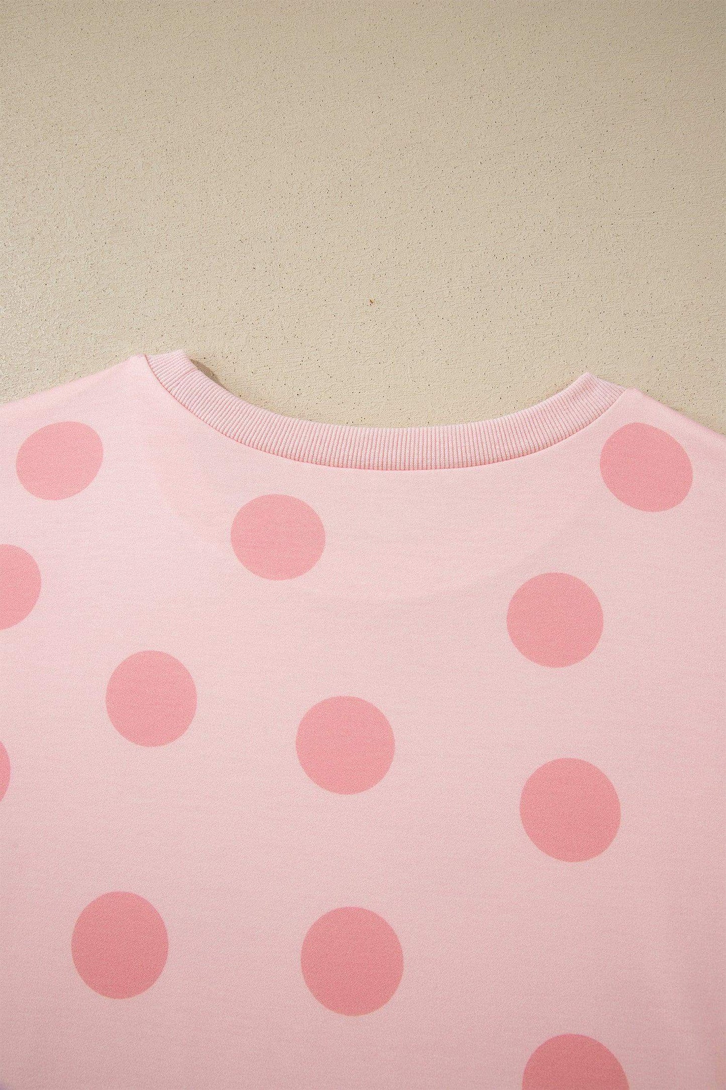 Pink Polka Dot Print Loose Tee Drawstring Elastic Waist Short Set - Sweet Fashion Wholesale