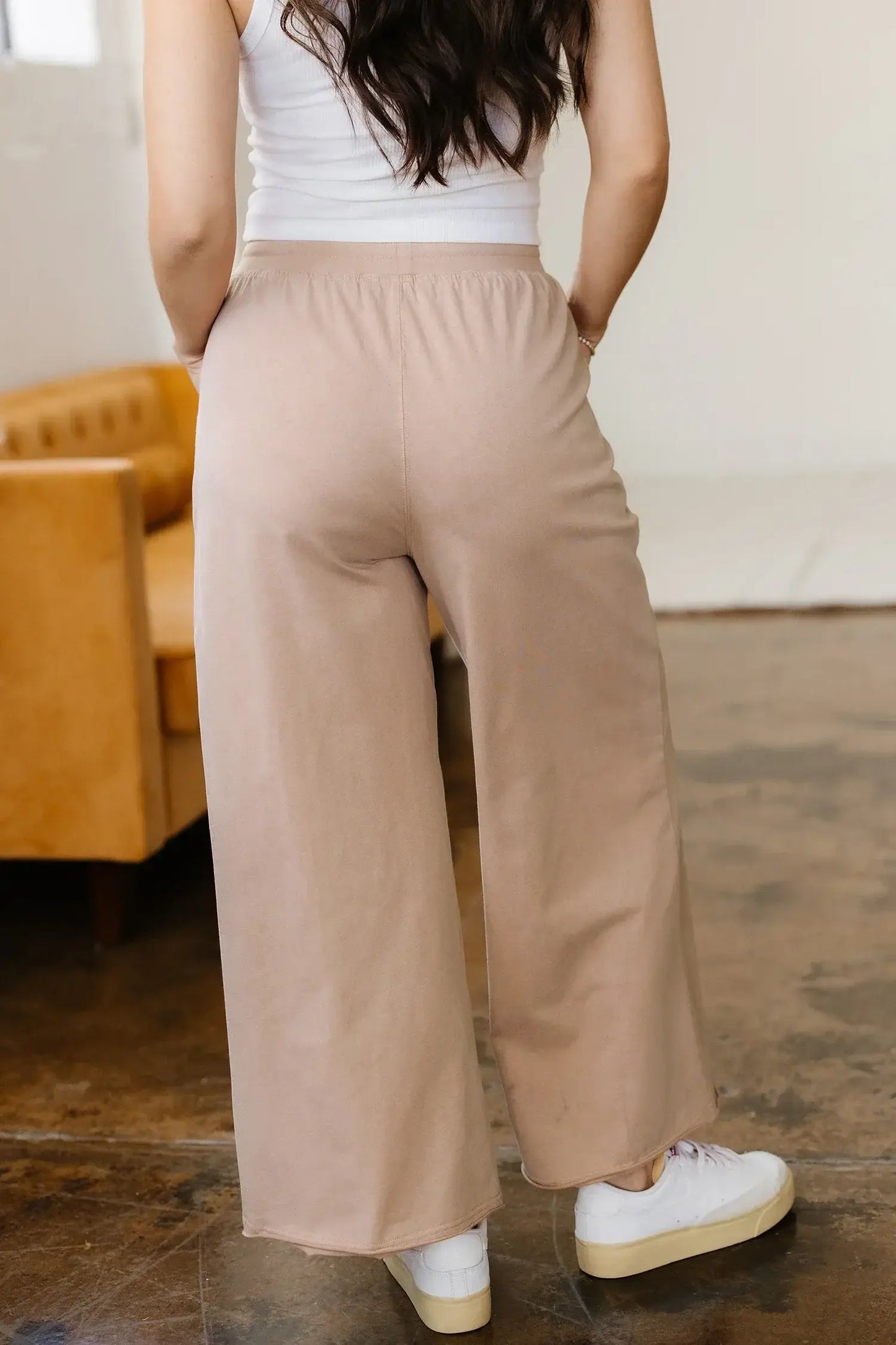 Smoke Gray Solid Color Mineral Wash Piping Trim Pocketed Wide Leg Pants - Sweet Fashion Wholesale