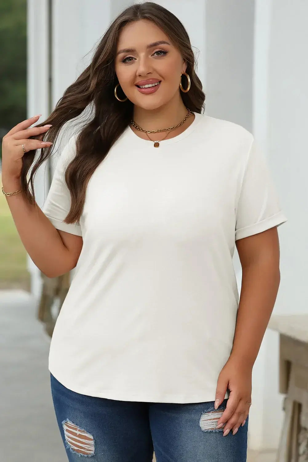 Mint Green Casual Plain Crew Neck Tee - Sweet Fashion Wholesale