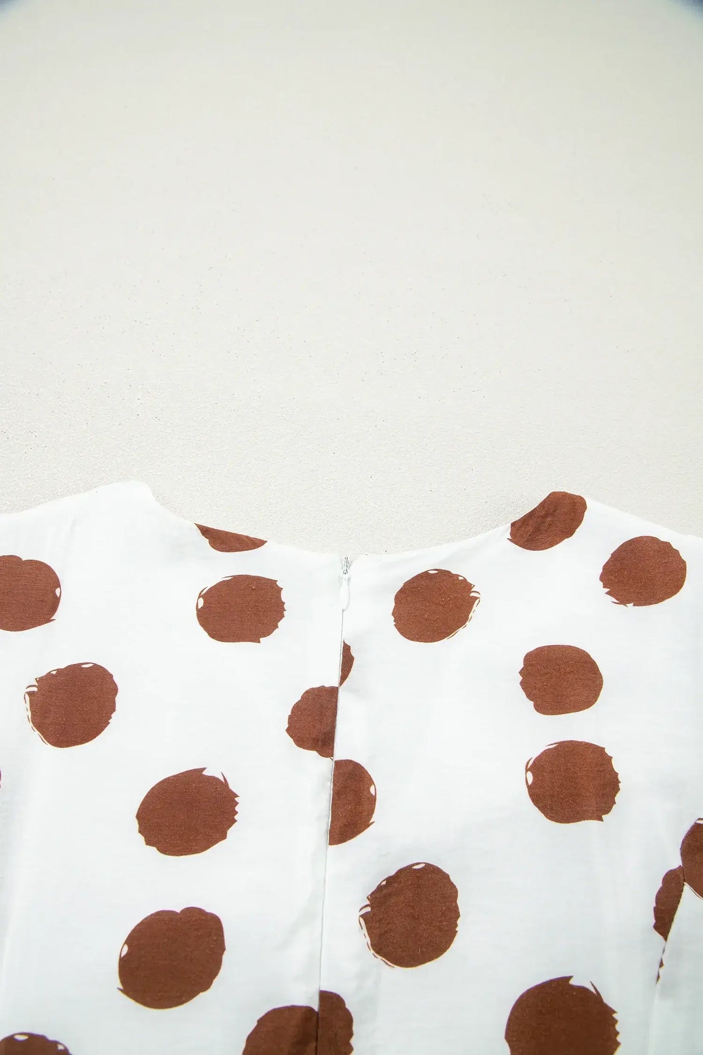 White Polka Dot Printed V Neck Short Sleeve Tie Waist Midi Dress - Sweet Fashion Wholesale