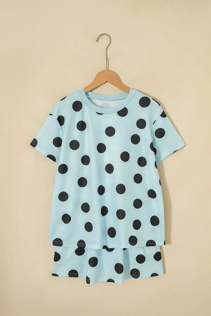 White Polka Dot Short Sleeve Top Casual Skort 2pcs Outfit - Sweet Fashion Wholesale