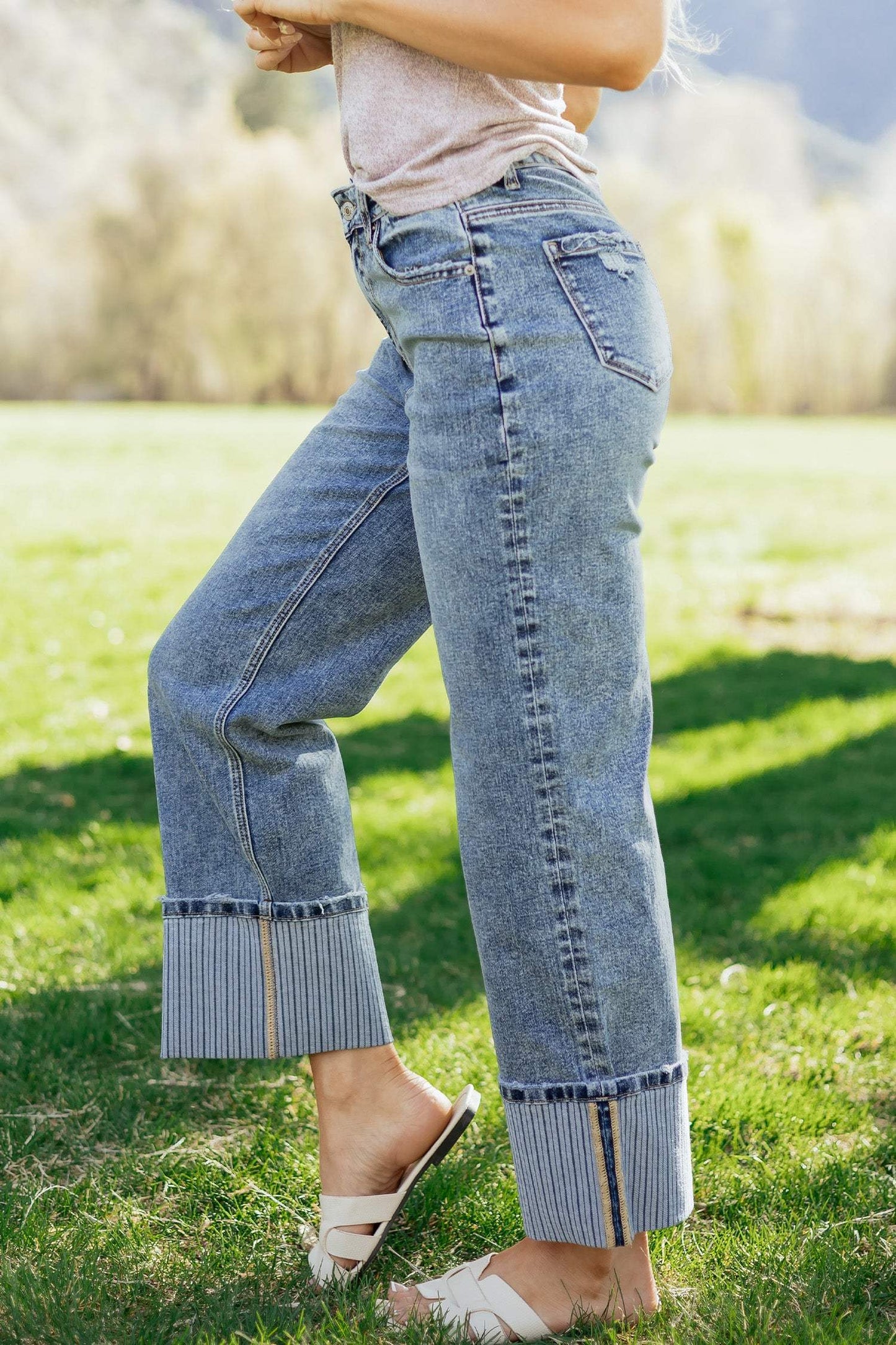 Ashleigh Blue Cuffed Straight Loose Jeans