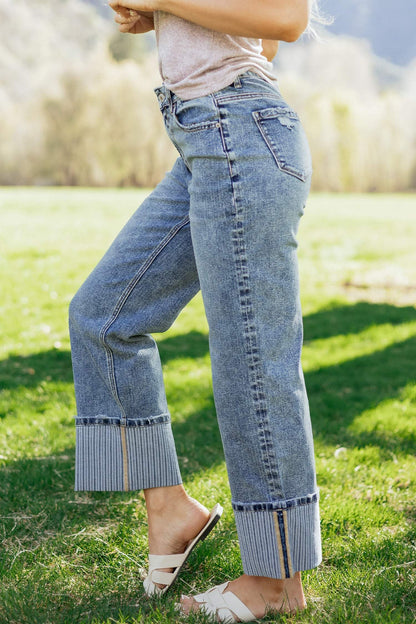Ashleigh Blue Cuffed Straight Loose Jeans