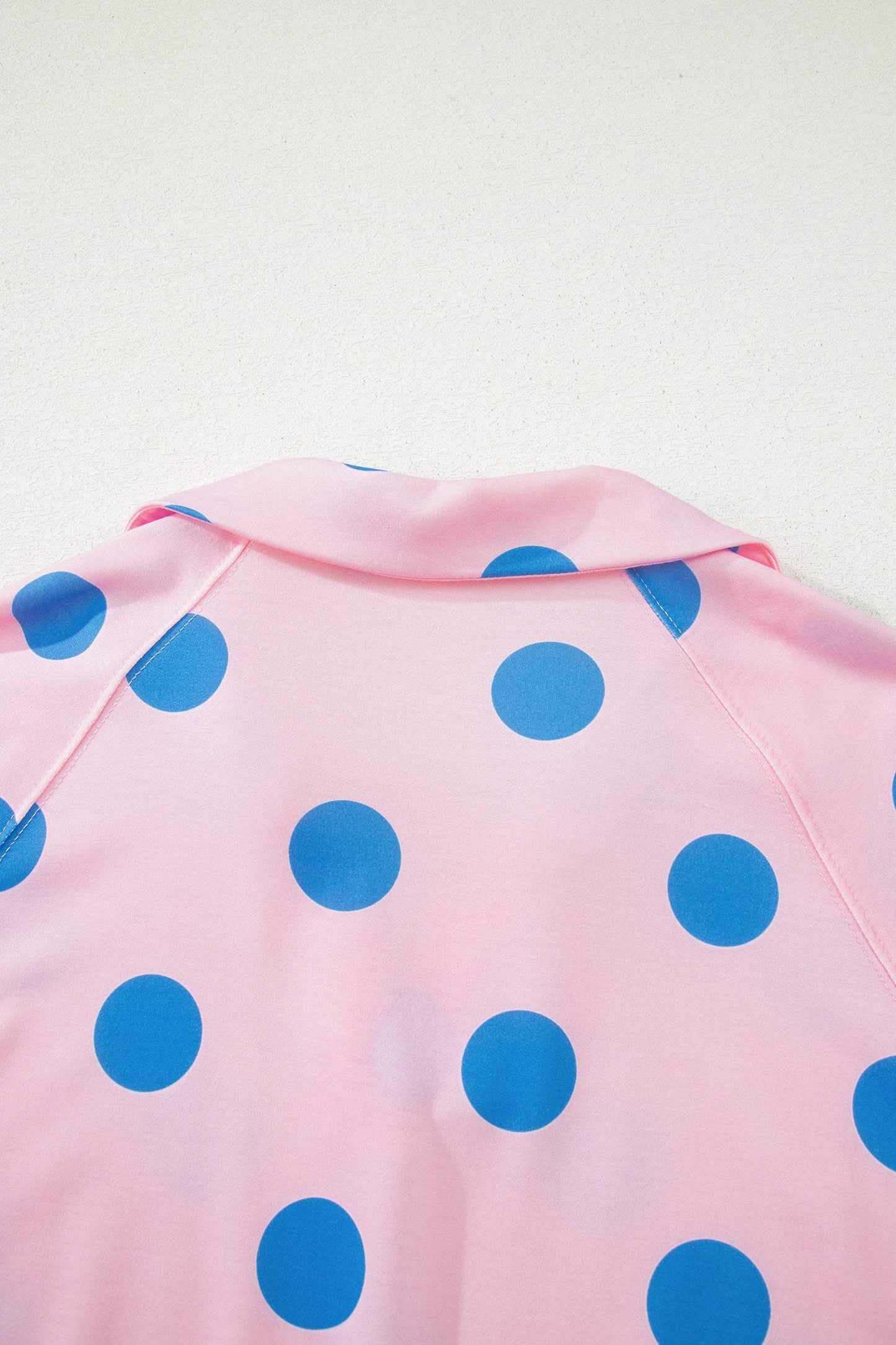 Green Polka Dot Print V Neck Tee Short Set