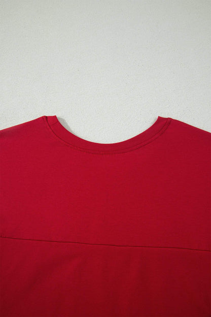 Racing Red Solid Color Cropped Tank Top and Jogger Pants Set