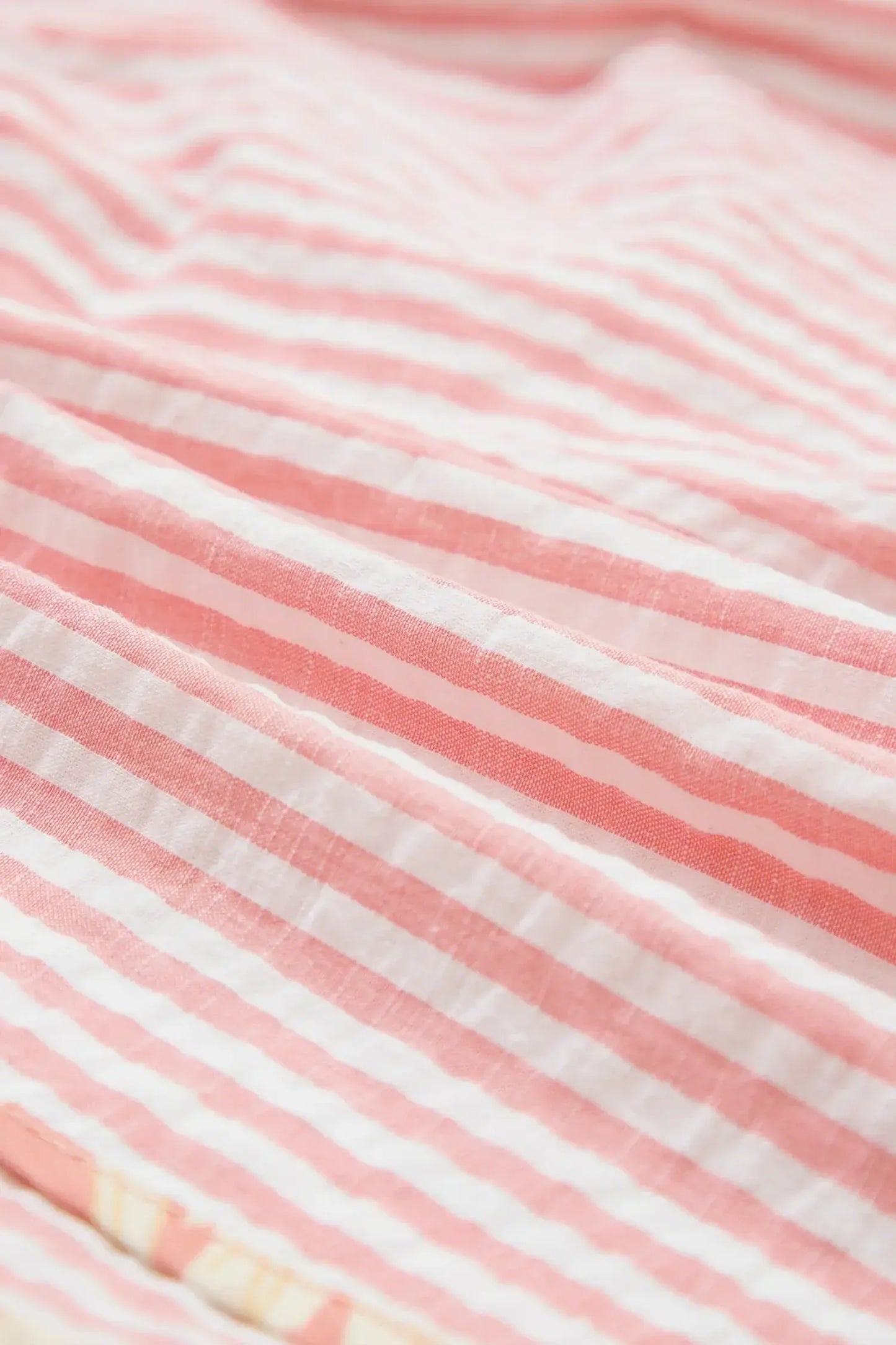 Light Pink Floral Trim Ribbon Knot Striped Casual Shorts - Sweet Fashion Wholesale
