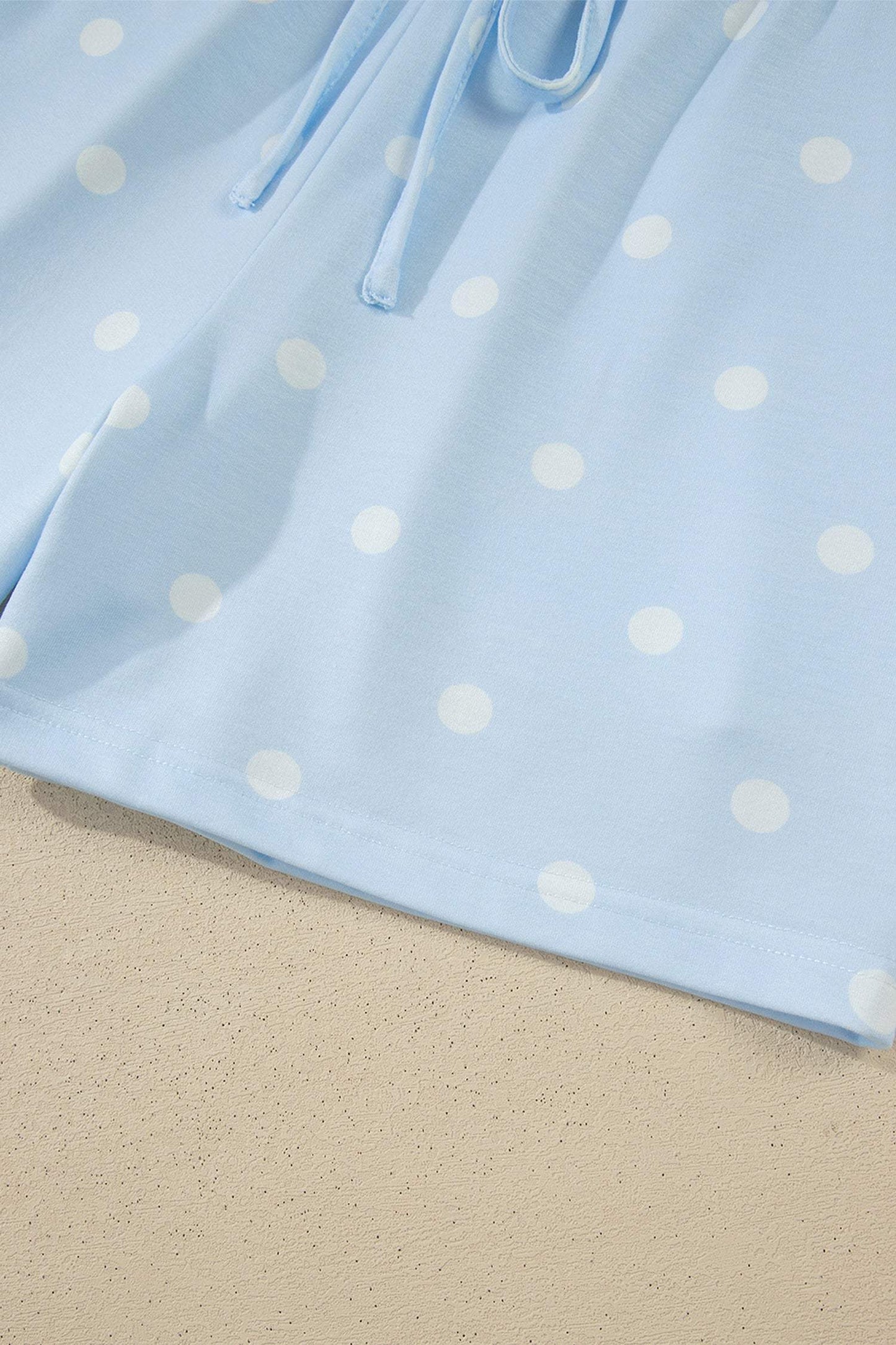 Yellow Exposed Seam Detail Polka Dot Loose Tee Drawstring Shorts Set