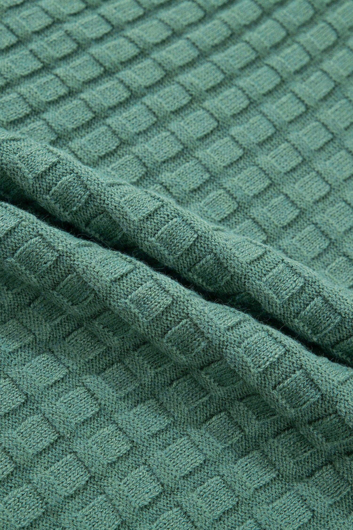 Mist Green Plus Size Solid Color Textured Knit Short Sleeve Sweater - Sweet Fashion Wholesale