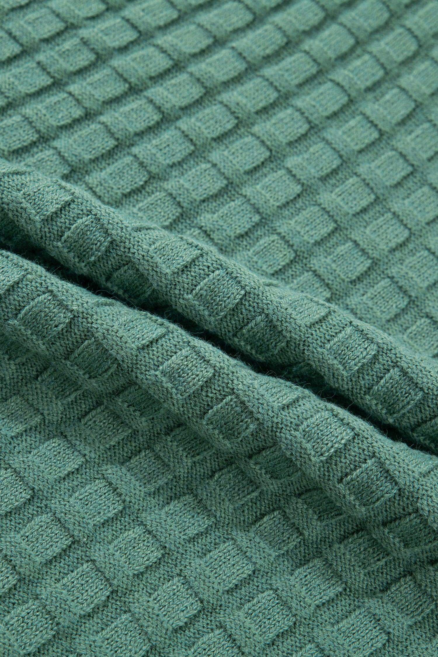 Mist Green Plus Size Solid Color Textured Knit Short Sleeve Sweater - Sweet Fashion Wholesale