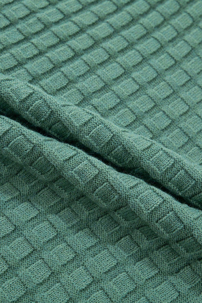 Mist Green Plus Size Solid Color Textured Knit Short Sleeve Sweater - Sweet Fashion Wholesale