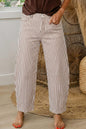 Sky Blue Stripe Casual Barrel Jeans