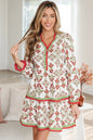 Pink Floral Print Contrast Trim Frilled Neck Long Sleeve Flared Dress - Sweet Fashion Wholesale