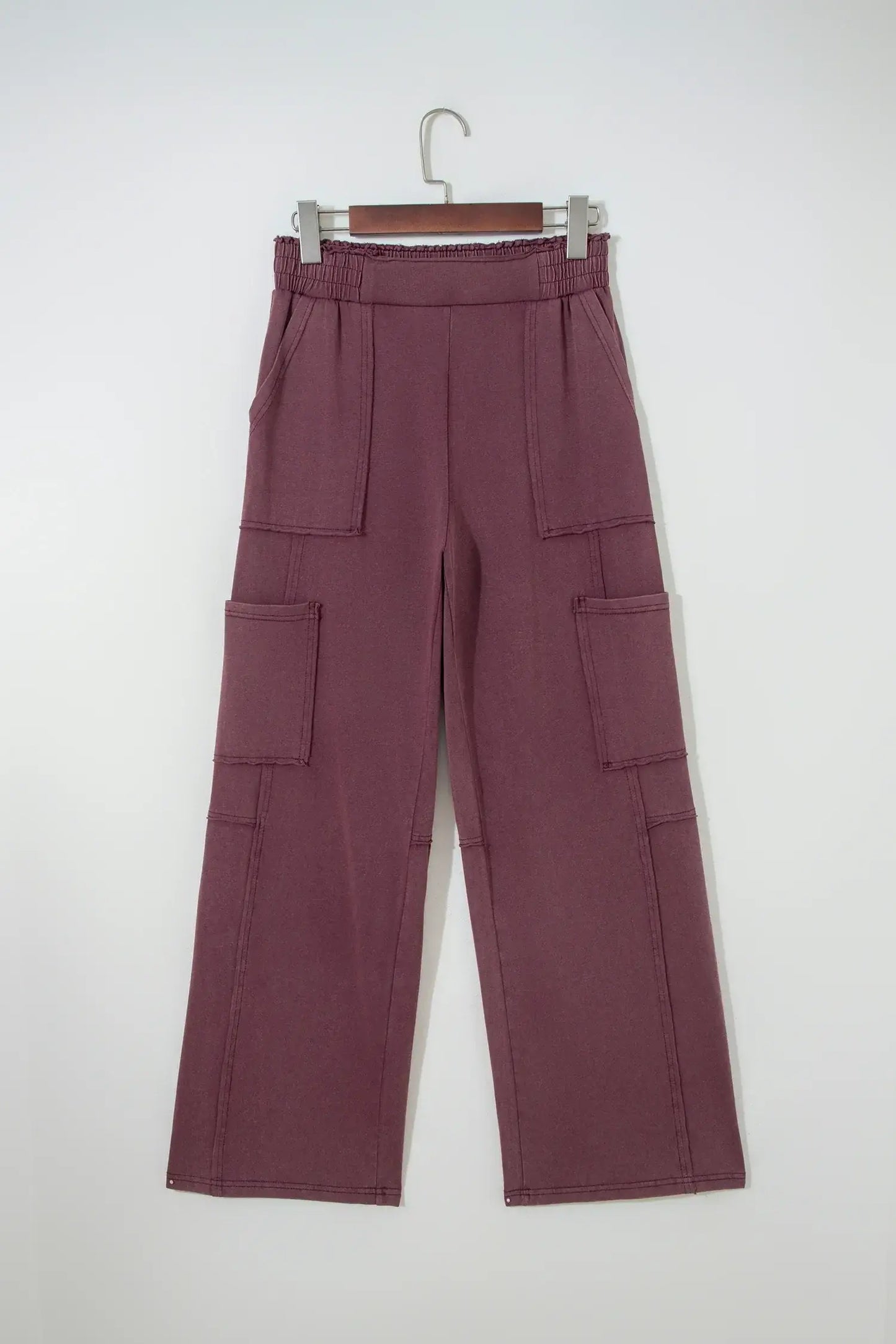 Mineral Red Mineral Wash Cargo Patched Pocket Utility Sweatpants - Sweet Fashion Wholesale
