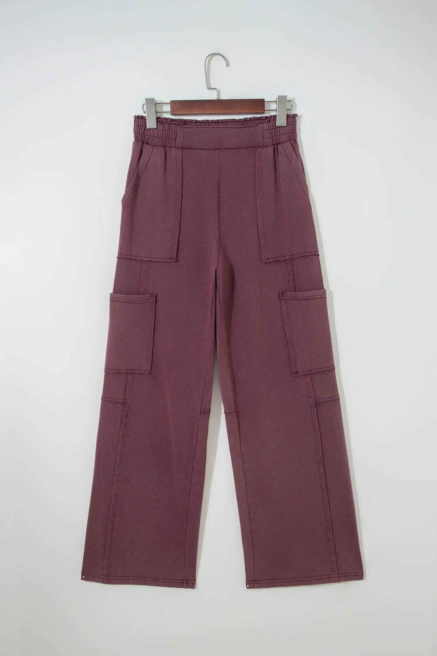 Mineral Red Mineral Wash Cargo Patched Pocket Utility Sweatpants - Sweet Fashion Wholesale
