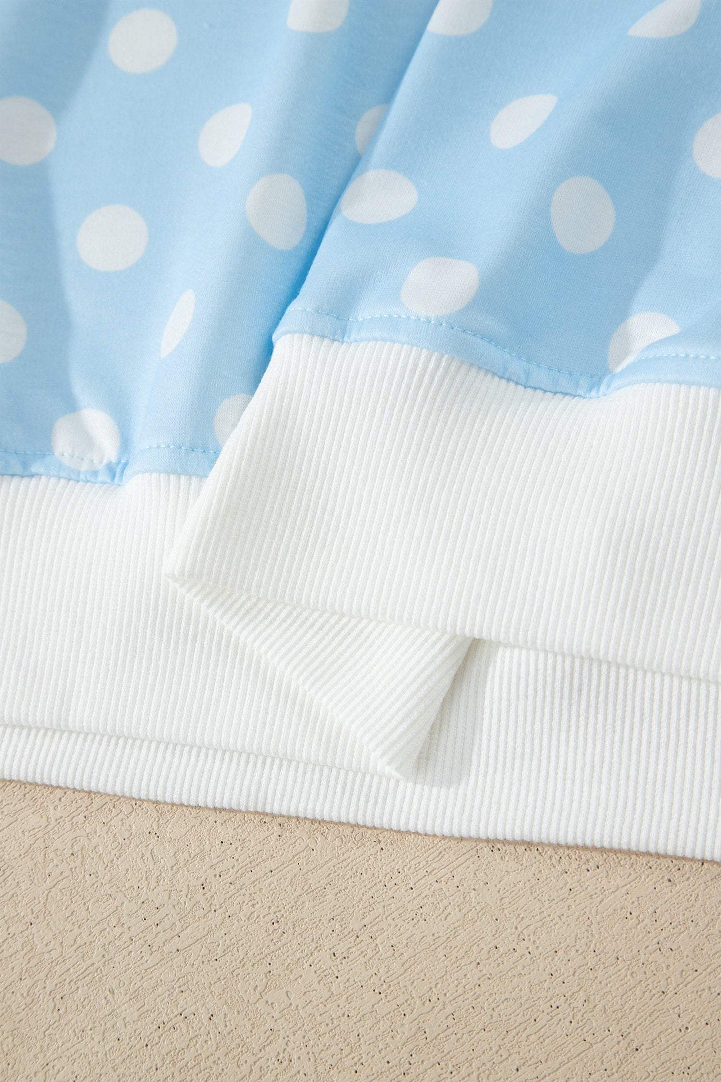 Green Polka Dot Print Color Block Trim Mock Neck Short Set