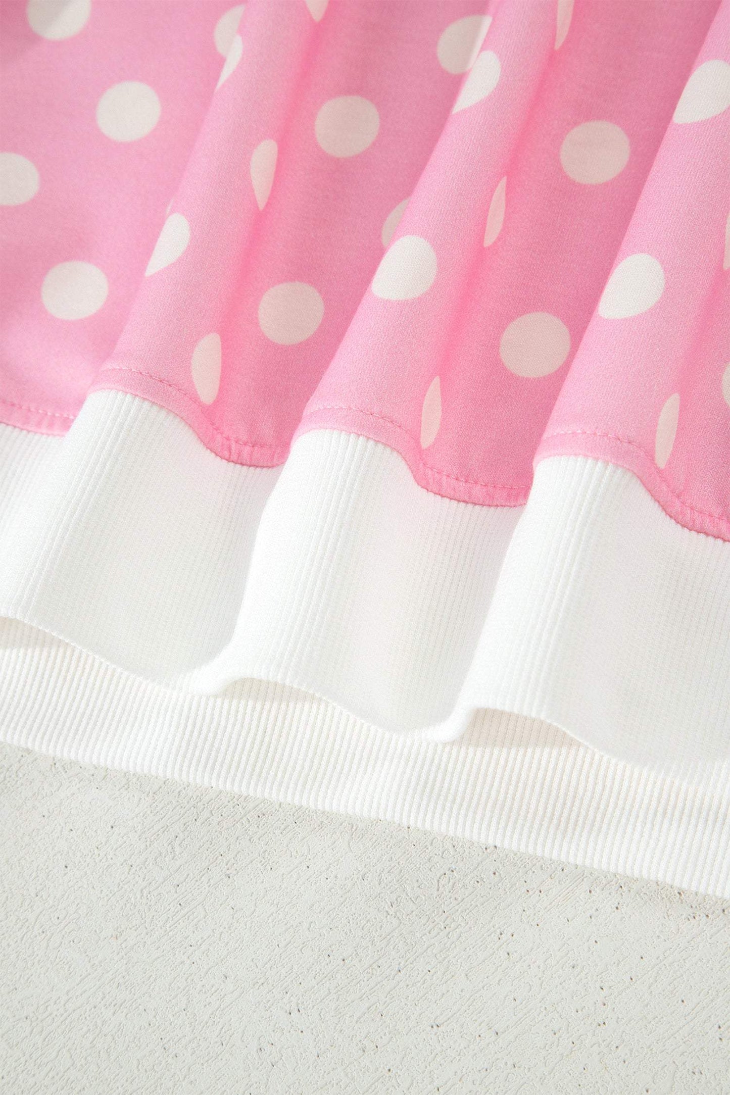 Green Polka Dot Print Color Block Trim Mock Neck Short Set
