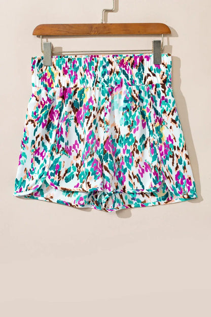 Blue Leopard High Waisted Athletic Shorts - Sweet Fashion Wholesale