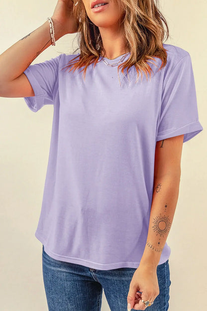 Mint Green Casual Plain Crew Neck Tee - Sweet Fashion Wholesale