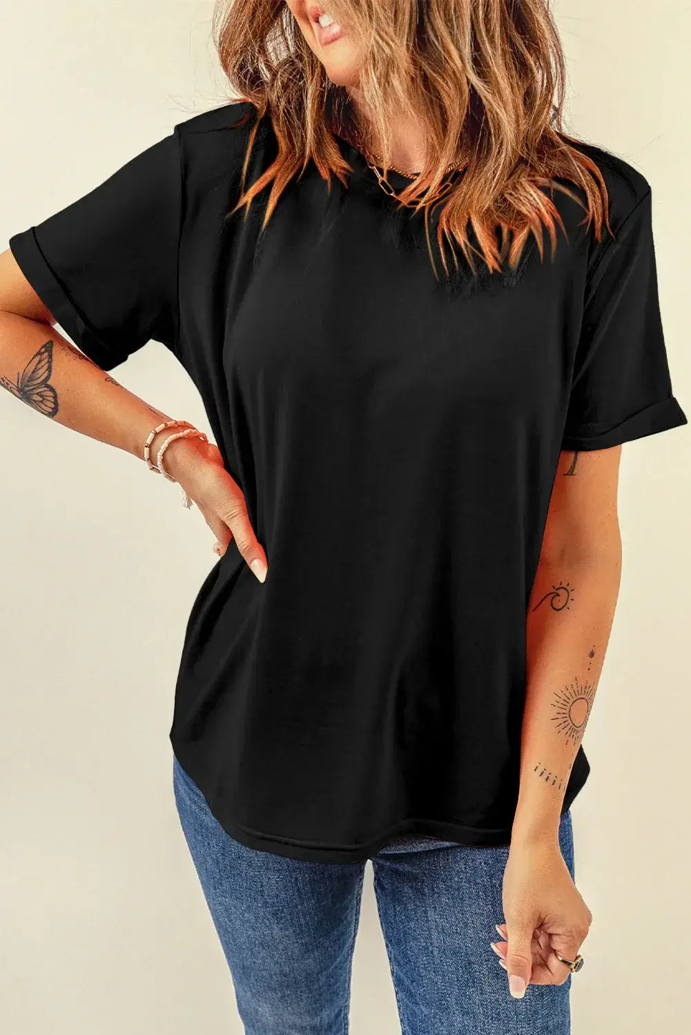 Mint Green Casual Plain Crew Neck Tee - Sweet Fashion Wholesale