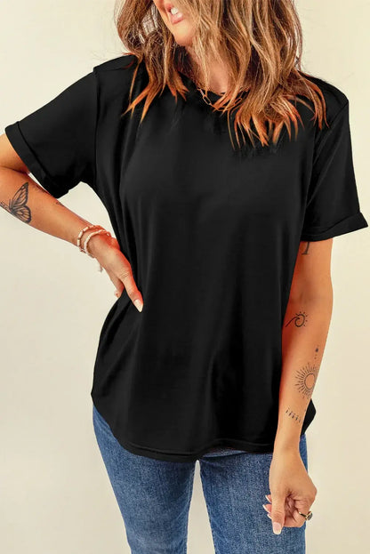 Mint Green Casual Plain Crew Neck Tee - Sweet Fashion Wholesale
