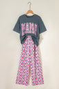 Medium Grey MAMA Letter Graphic Tee Camouflage Print Loose Pant Set - Sweet Fashion Wholesale