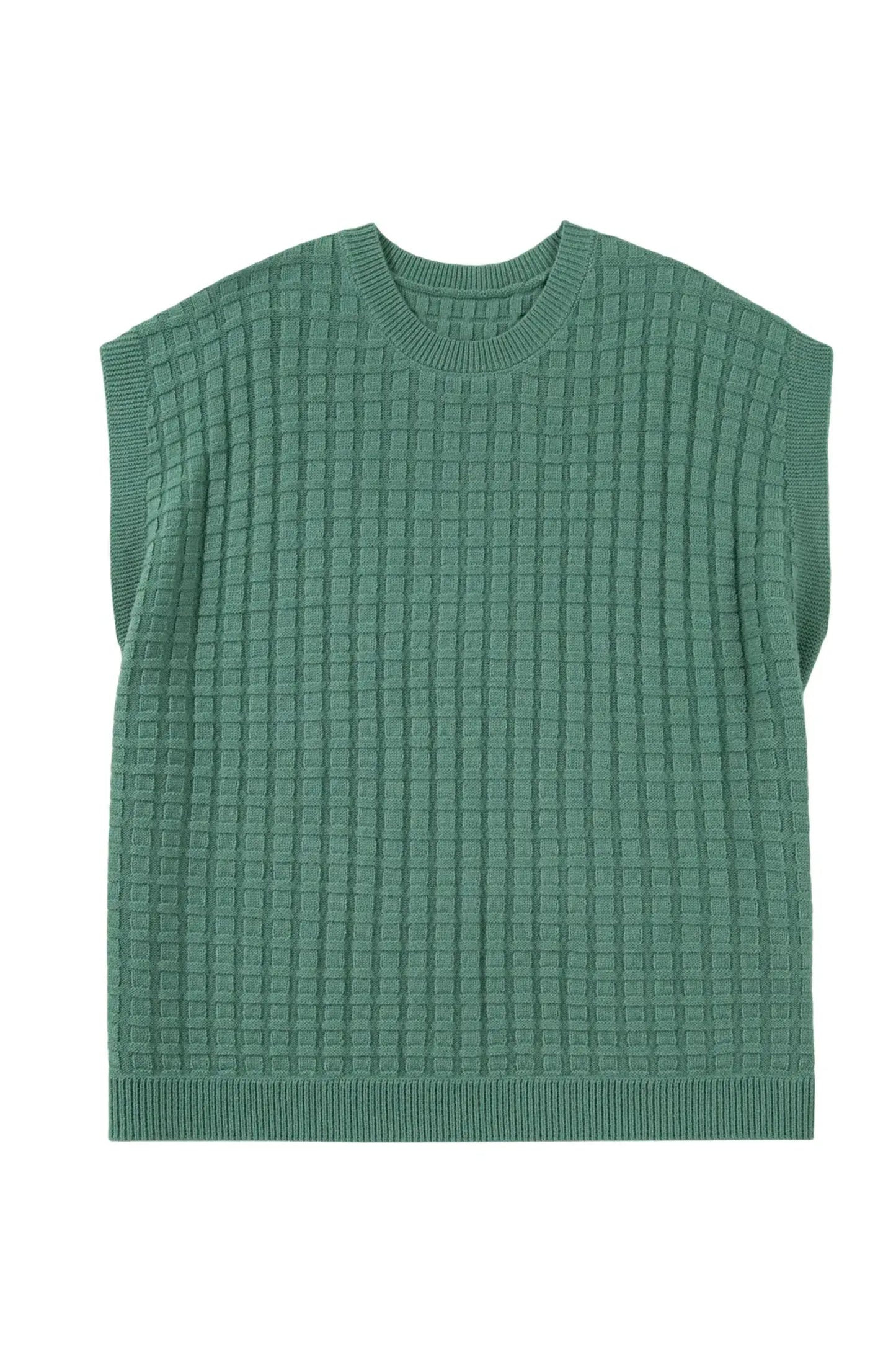 Mist Green Plus Size Solid Color Textured Knit Short Sleeve Sweater - Sweet Fashion Wholesale