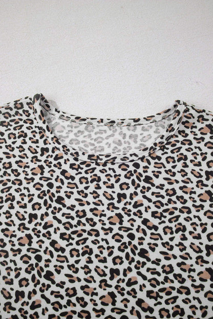 White Leopard High-Low Loose Tee Ankle Length Pants Set - Sweet Fashion Wholesale