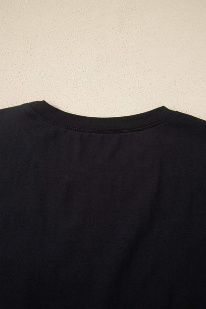 Black Varsity Striped Short Sleeve Crew Neck T Shirt