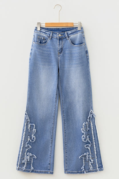 Ashleigh Blue Embroidered Western Print Flare Leg Full Length Jeans