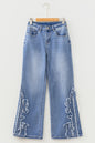 Ashleigh Blue Embroidered Western Print Flare Leg Full Length Jeans