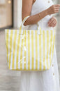 Blackish Green Glossy Striped Vinyl Large Tote Bag
