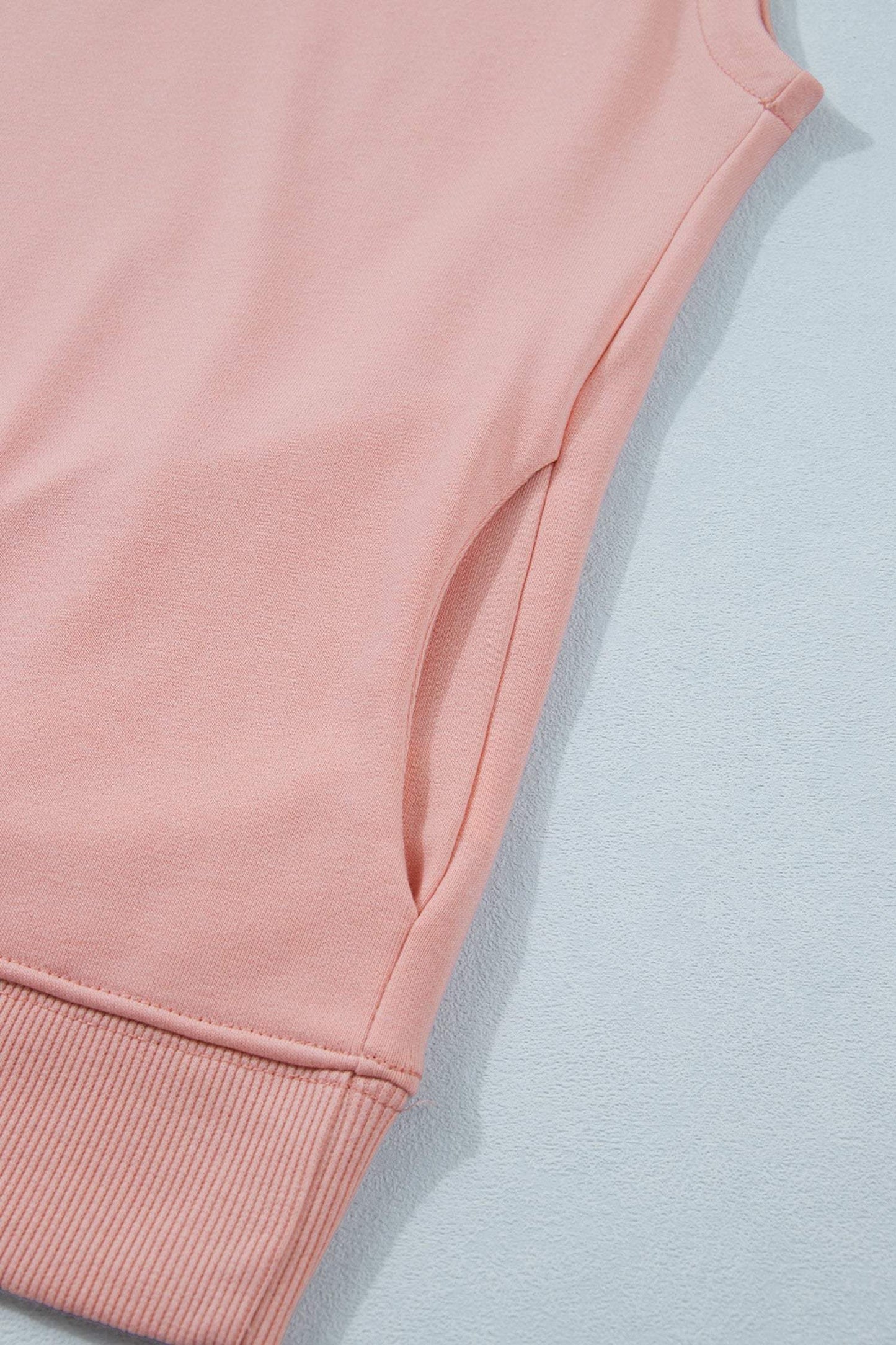 Sky Blue Solid Color High Neck Cap Sleeve Loose Top