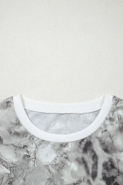 Gray Abstract Woodland Print Slim Fitted T Shirt - Sweet Fashion Wholesale