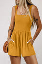 Ginger Casual Pocketed Smocked Sleeveless Romper - Sweet Fashion Wholesale