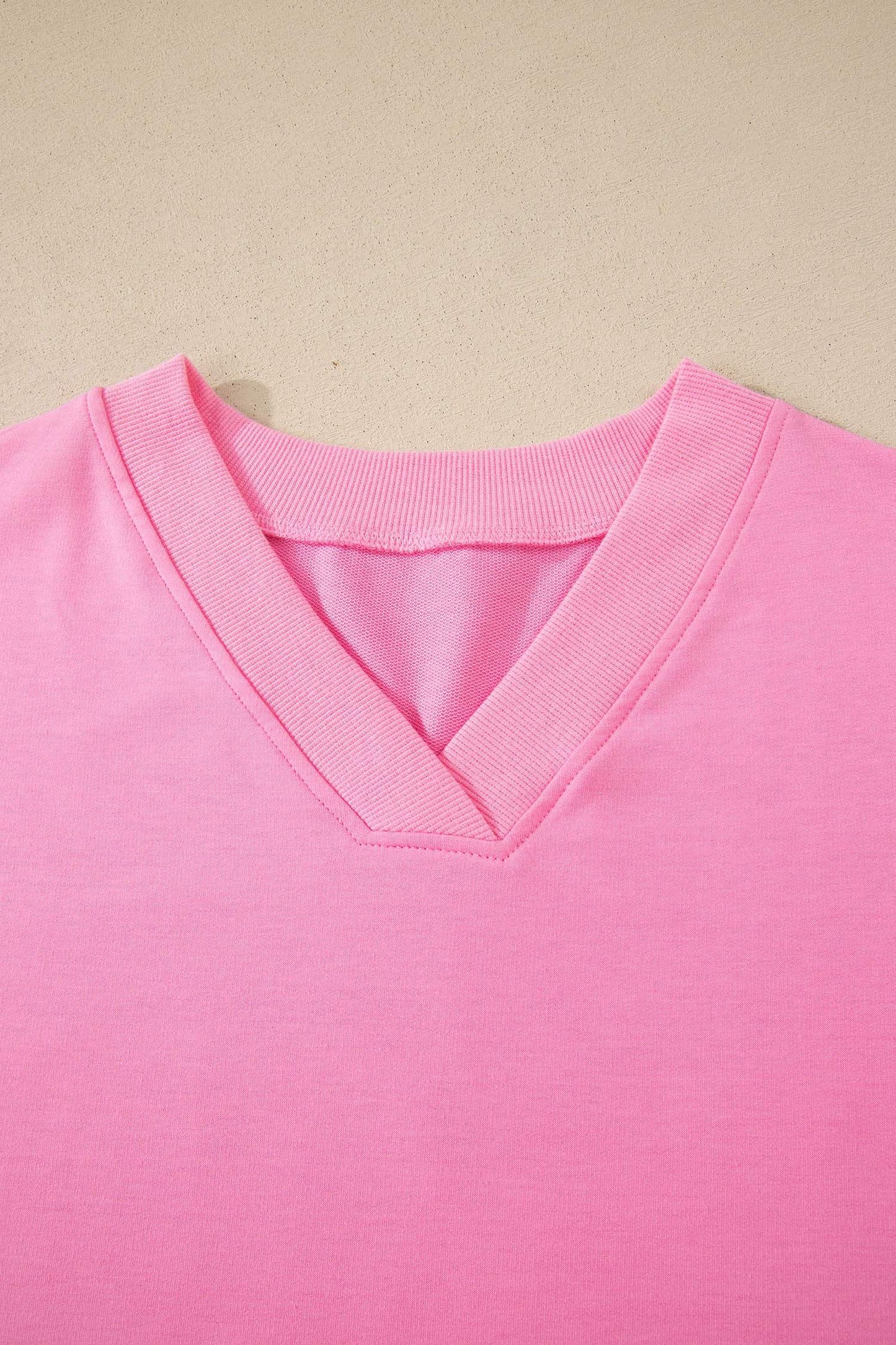 Sachet Pink V Neck Short Sleeve Top Drawstring Shorts 2pcs Set