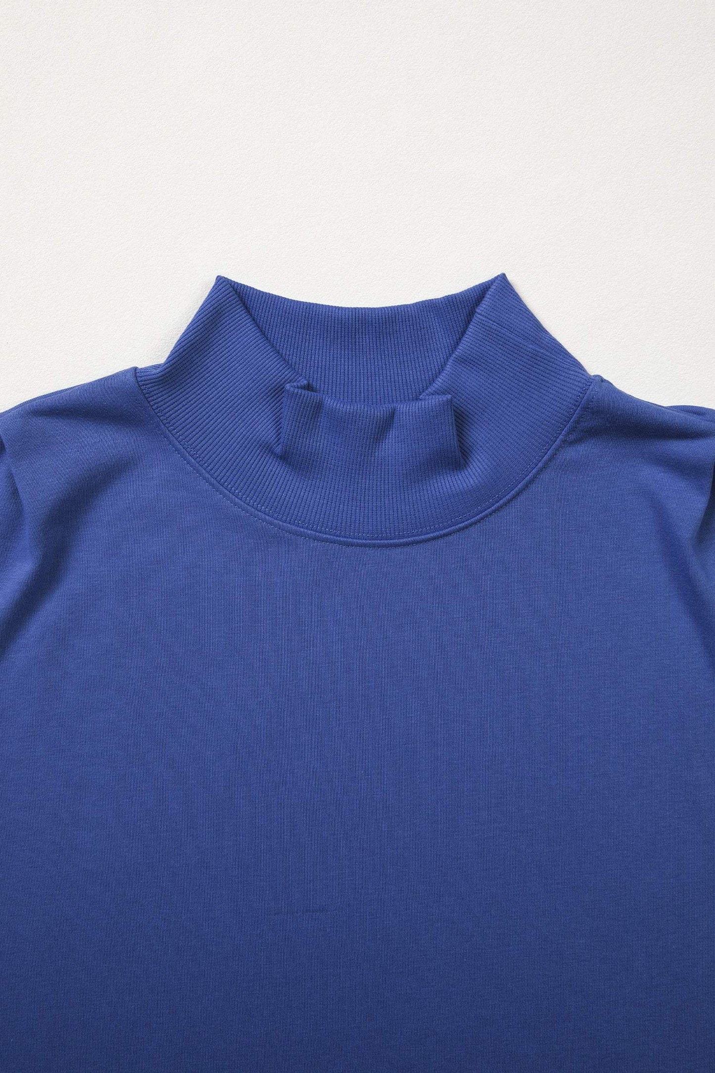 Sky Blue Solid Color High Neck Cap Sleeve Loose Top