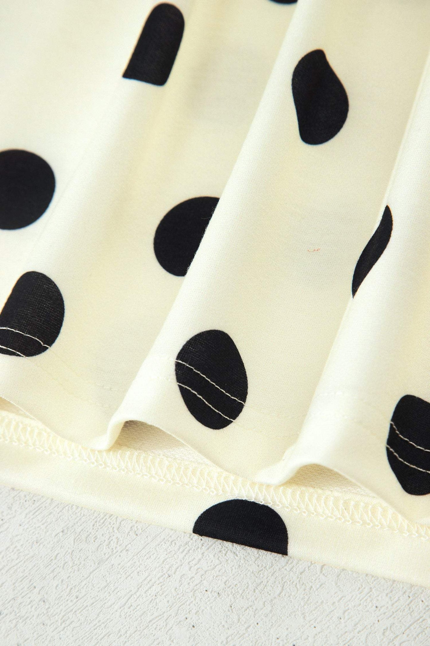 Beige Polka Dot Print High Neck Dolman Top