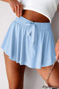 Yellow Cream Drawstring Elastic Waistband Lined Tennis Skorts