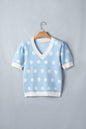 Pink Polka Dot Puff Short Sleeve Sweater Top - Sweet Fashion Wholesale