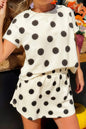 White Polka Dot Short Sleeve Top Casual Skort 2pcs Outfit - Sweet Fashion Wholesale